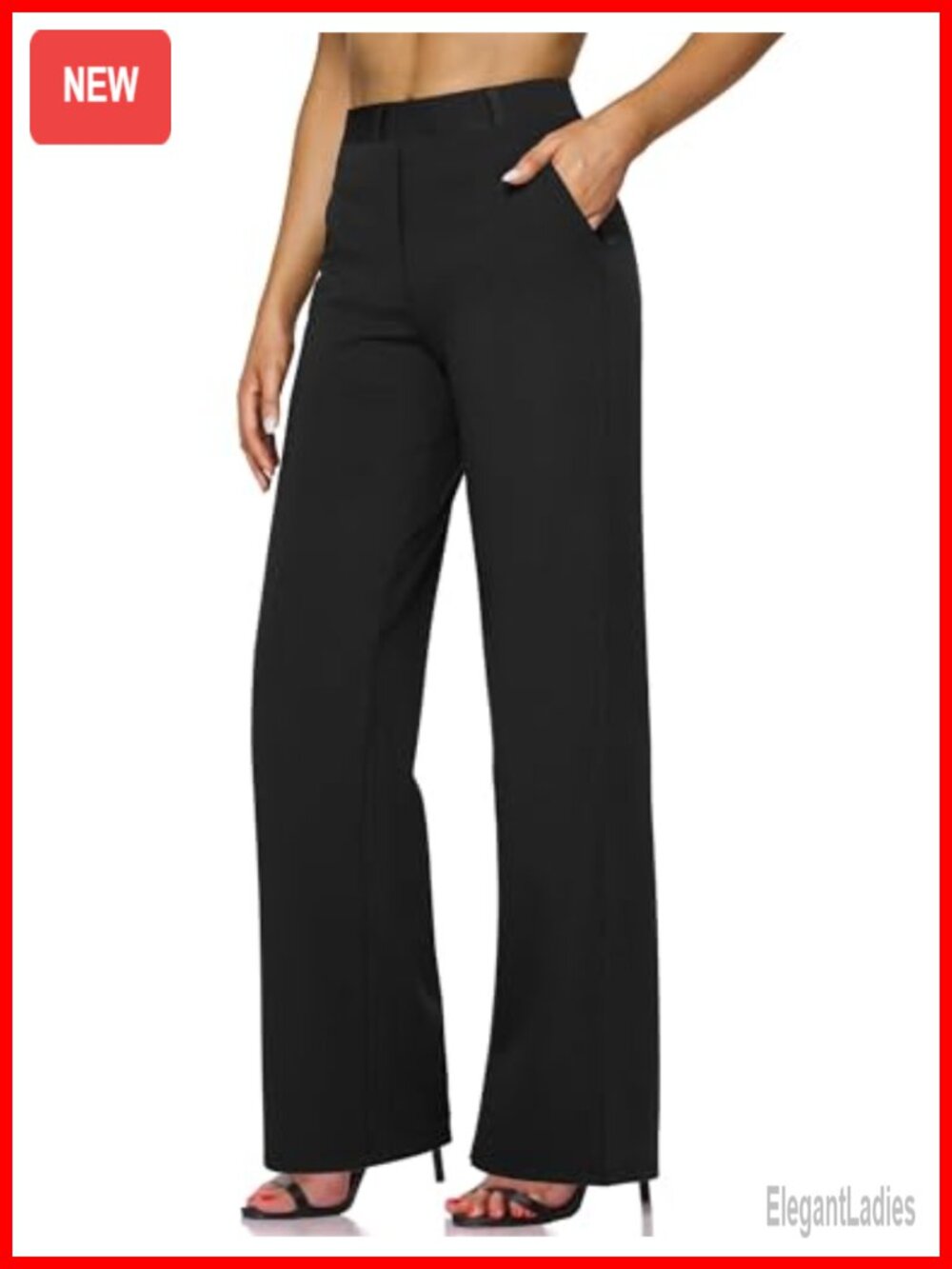 High Waisted Wide Leg Work Pants with Pockets Wrinkle Resistant Slacks